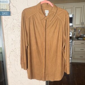 Chico’s Camel Button-Up Blouse